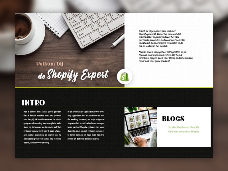 Website UI en UX Design voor Shopify Webshop systeem website